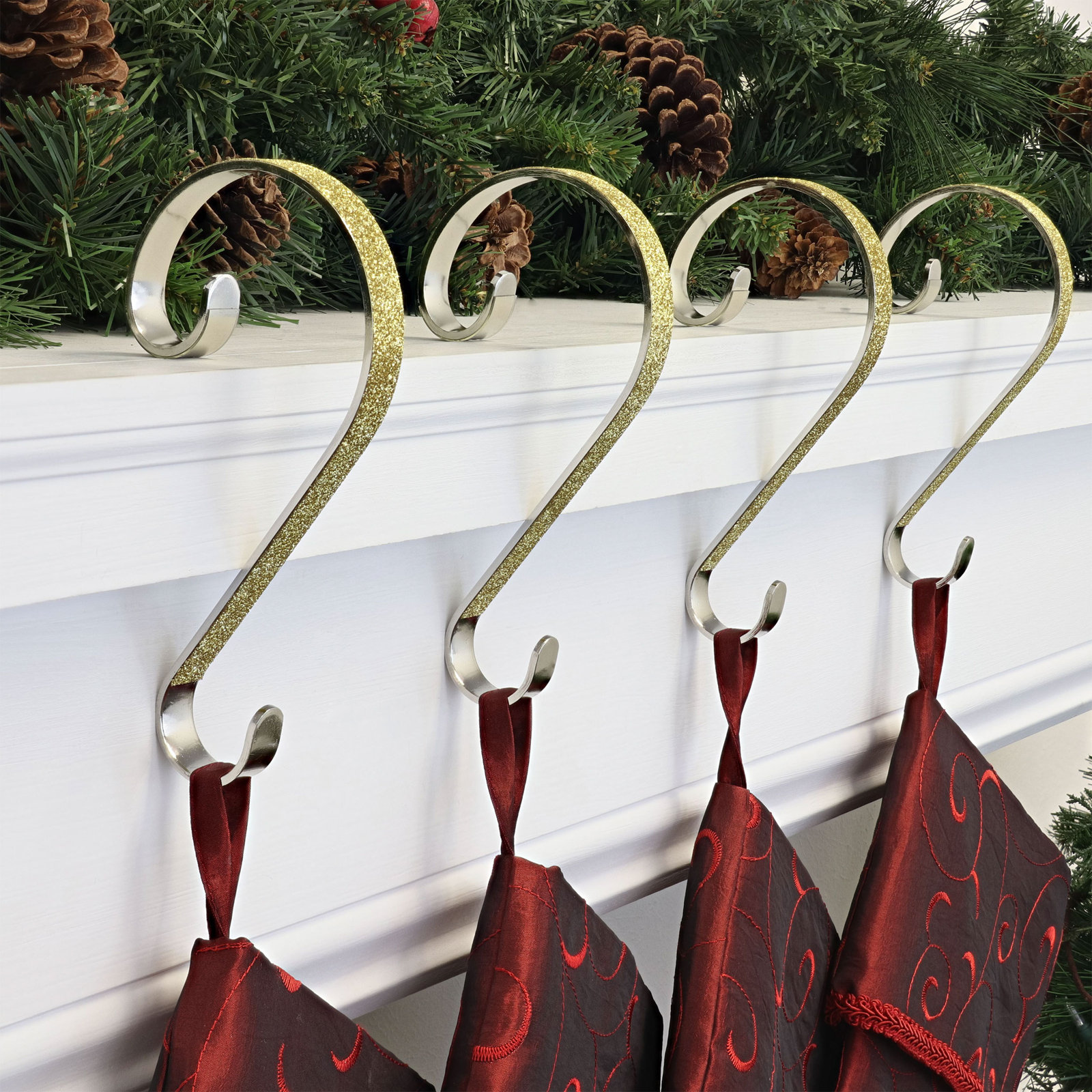 Stocking Holder, Gold Glitter