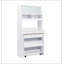 Buffet compact de 33,5 x 15,7 x 69 pouces avec huche et table de salle à manger pliable, armoire multifonctionnelle avec tablette de rangement et crochets latéraux pour petits espaces