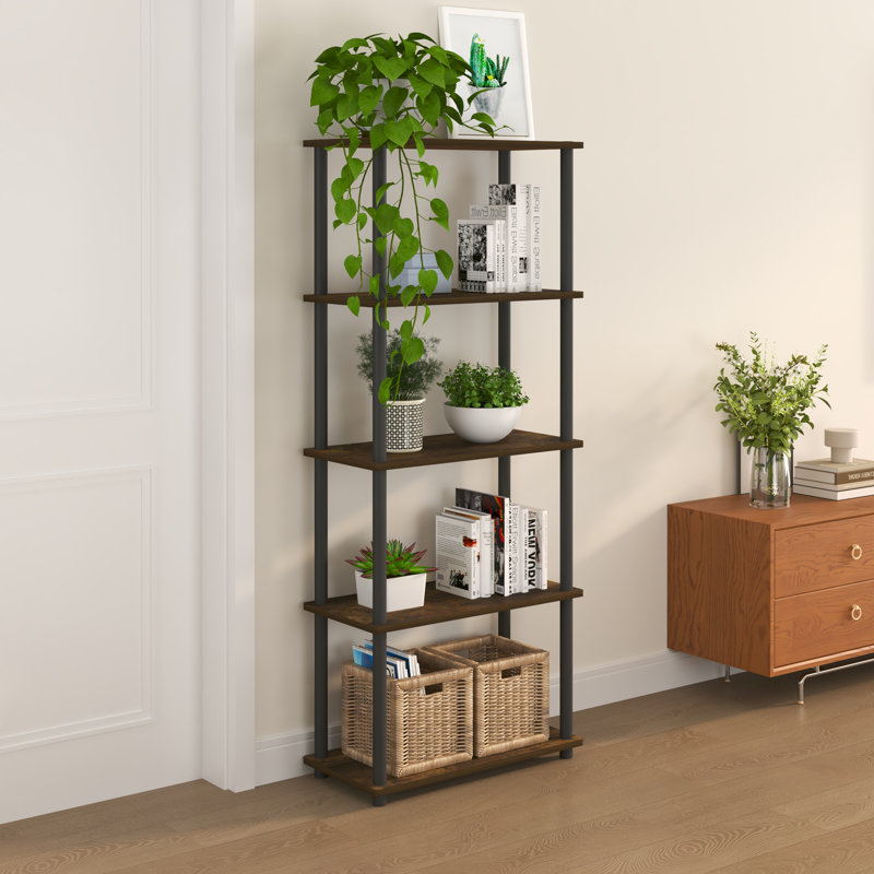 Bibliothèque à 5 niveaux avec tablettes ouvertes de 57,4 po, (5 tablettes) H 57,4 po x l 23,6 po x P 11,6 po