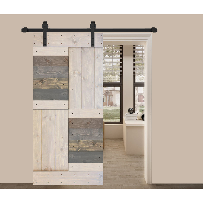 Porte de grange coulissante de style S brevetée sans quincaillerie d'installation (dalle de porte seulement) - Assemblage requis