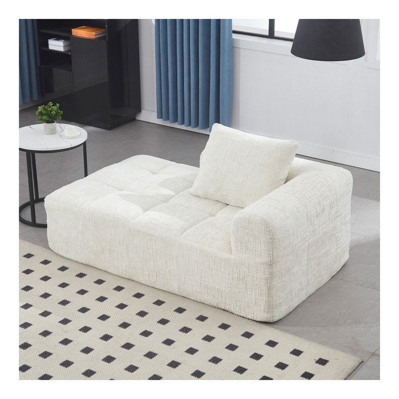 Canapé-lit Chenille, Beige, H 23 po x l 35 po x P 62 po
