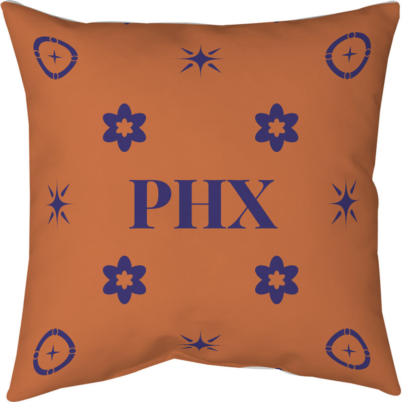 Coussin en coton Phoenix, Phoenix / mauve / orange / mauve, 26 pouces x 26 pouces, Coussin en polyester filé