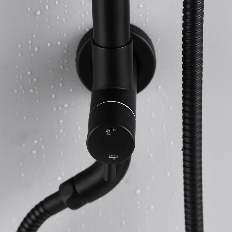 Matte Black Dual Shower Head With 8" Rainfall And Adjustable Handheld Brass Construction