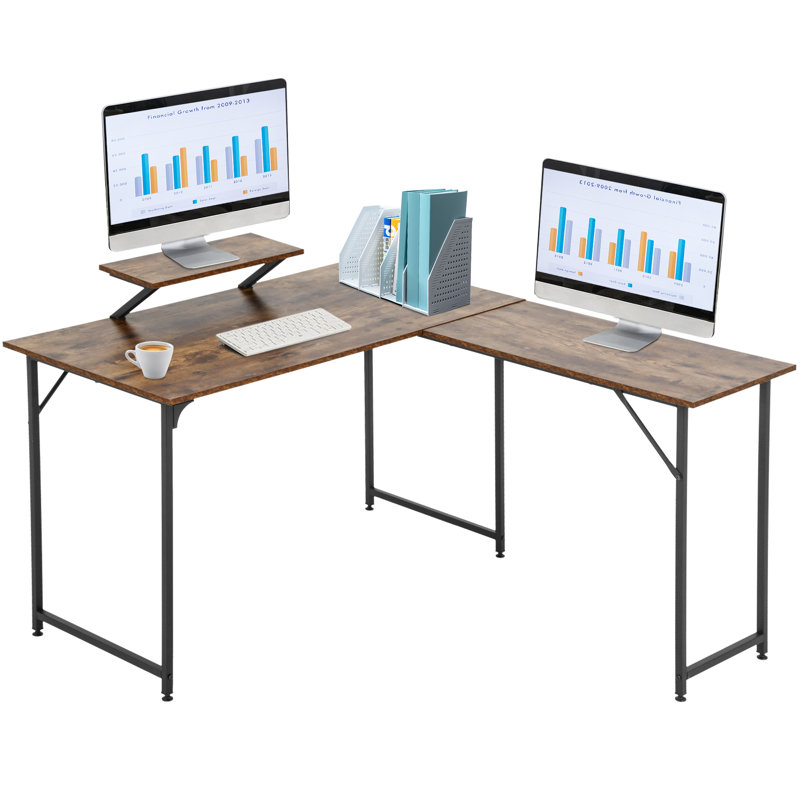 L-Shaped Metal Base Computer Desk