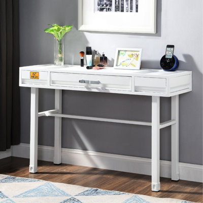 Bureau de meuble-lavabo en métal blanc avec un tiroir - Panneaux encastrés, structure, pieds droits pour les panneaux d'ameublement de chambre à coucher