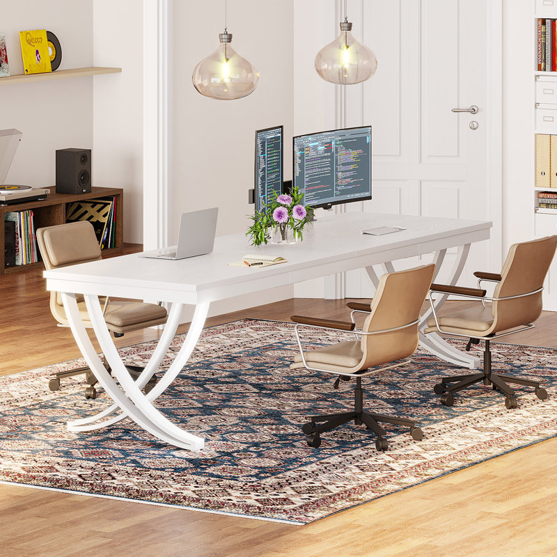 Kynara 78.74" W Rectangle Writing Desk, White