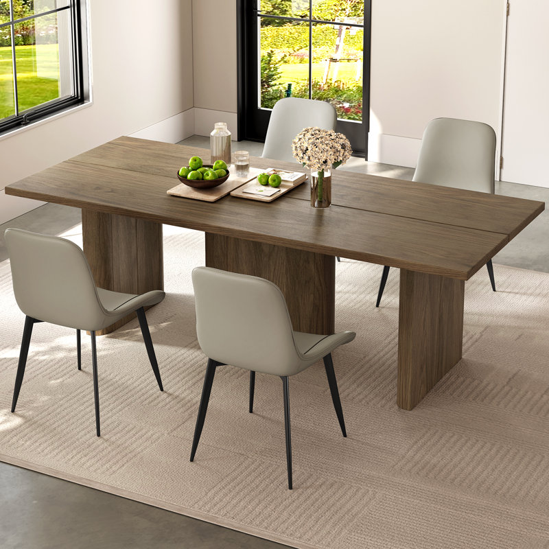 Ensemble de table de salle à manger 85,03 "brun rectangulaire 85,05 po avec 4 chaises pour la cuisine, le bar, le salon et la grande cuisine moderne