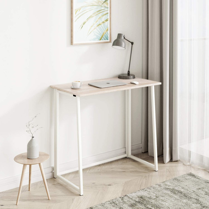 Dontavias Metal Base Computer Desk, Oak