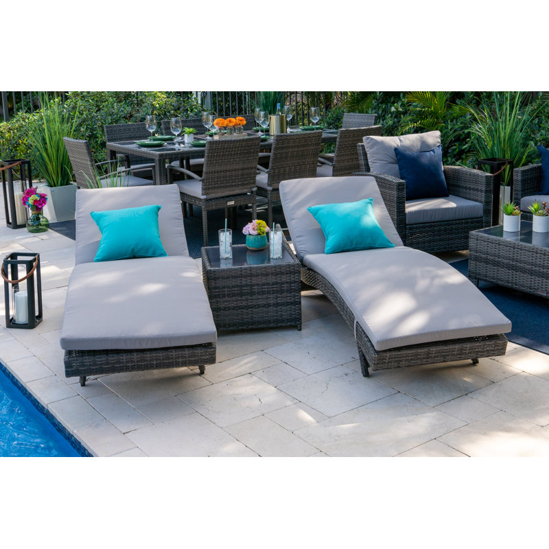 Bethena Wicker 13 - Person Patio Conversation Set with Cushions