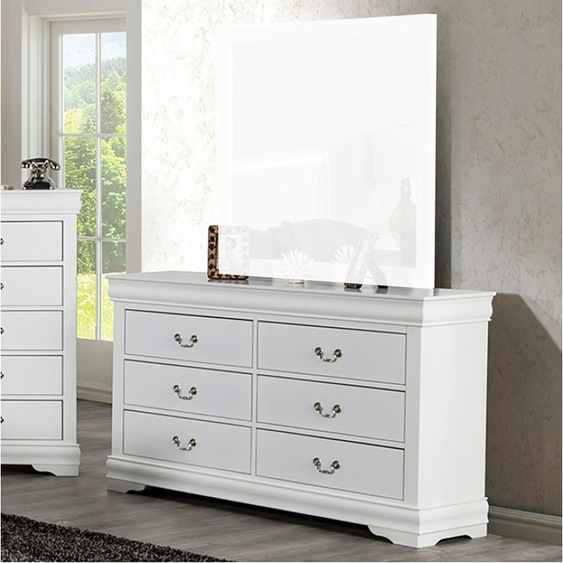 Commode 6 tiroirs Dewin, Blanc