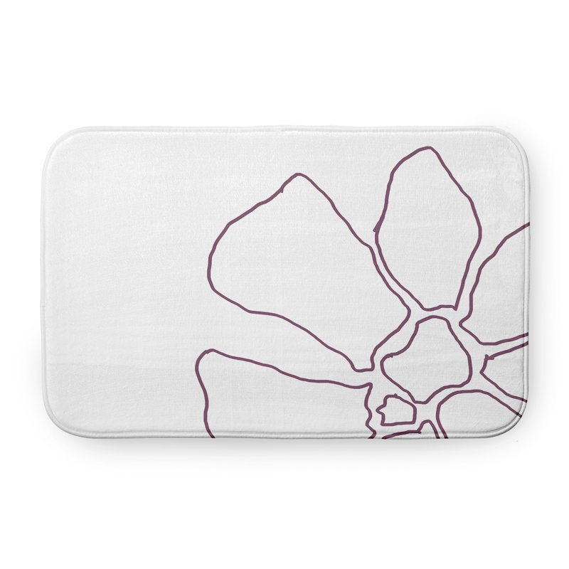 Tapis de bain Petal Lines, L 21 po x L 34 po, Mauve / Blanc