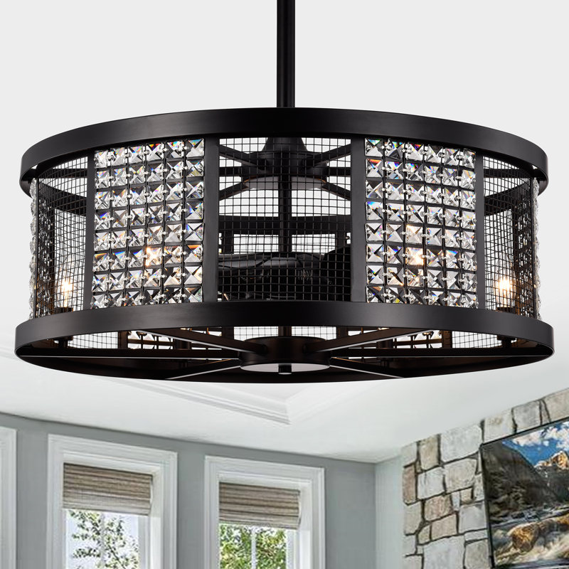 26'' Ceiling Fan with Light Kit, Black