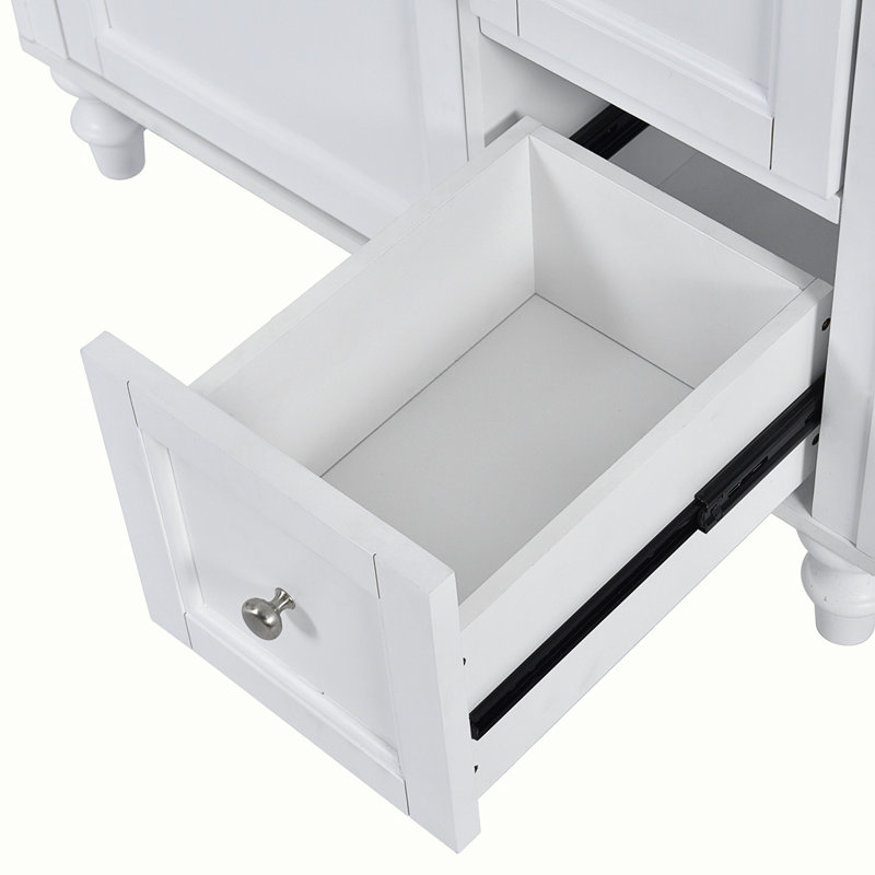Meuble-lavabo moderne sans lavabo supérieur, avec 2 tiroirs et un tiroir basculant, Blanc