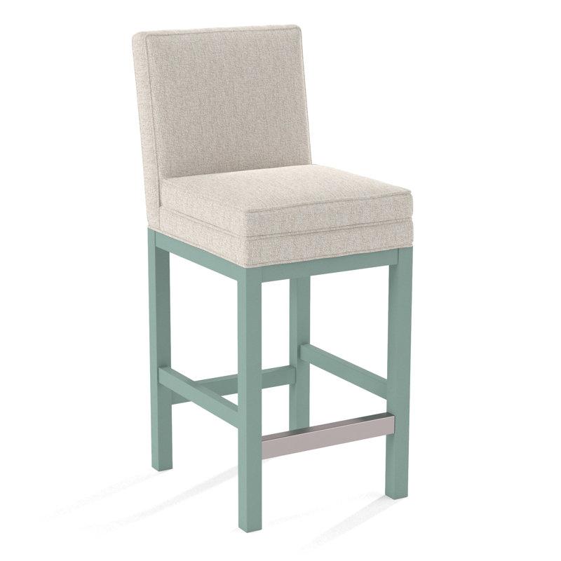Upholstered Stool, Snow Crypton Performance; 0884-91, Frost White Finish