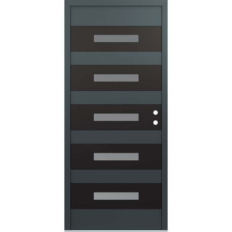 D9 36 po. X 80 po Porte d'entrée avant à panneau en verre givré anthracite et anthracite, Anthracite / anthracite / givré