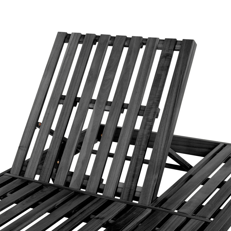 Fauteuil de jardin pliable 2/3 en bois, fini noir, réglable, 4 positions d'inclinaison, idéal pour la terrasse et le patio.