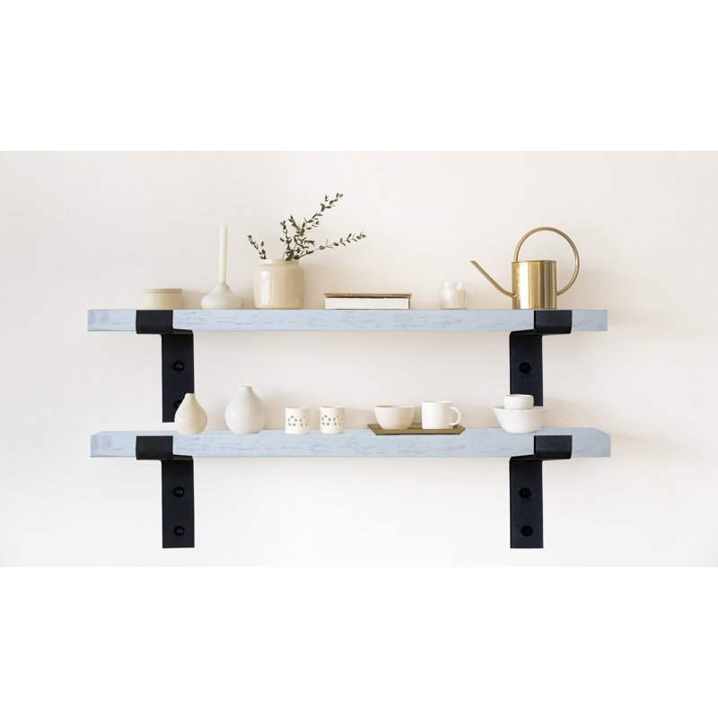 Emerald Lee 2 Piece Poplar Bracket Shelf, White, 1" H x 18" W x 7" D