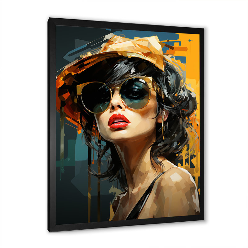 Décoration murale Popart Gaga en or - Portrait_105769, H 32 po x l 24 po x P 1 po, Cadre simple noir