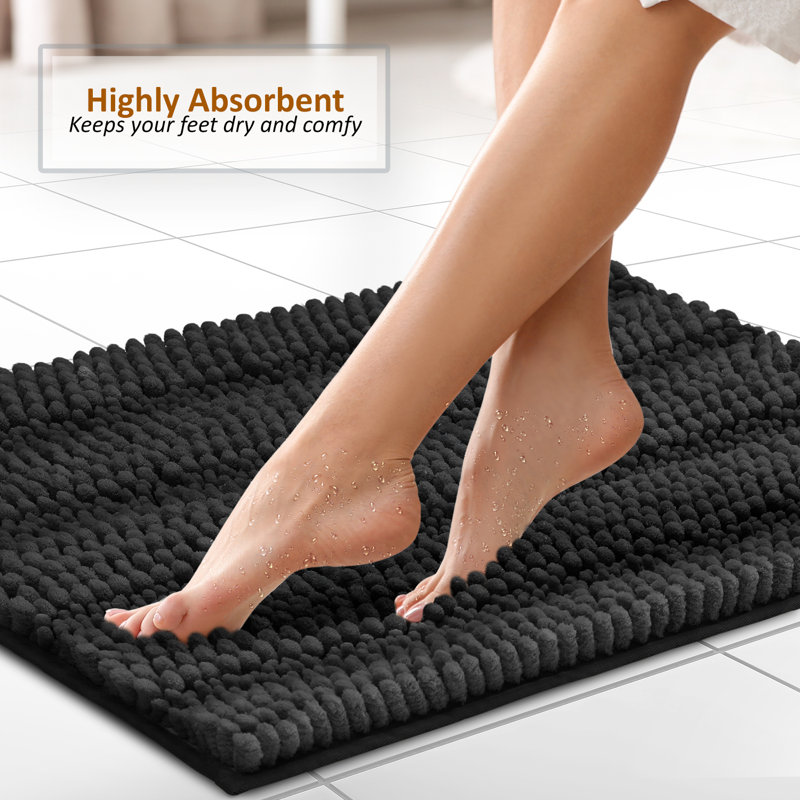 Tapis pour salle de bain Clara Clark Chenille, Noir