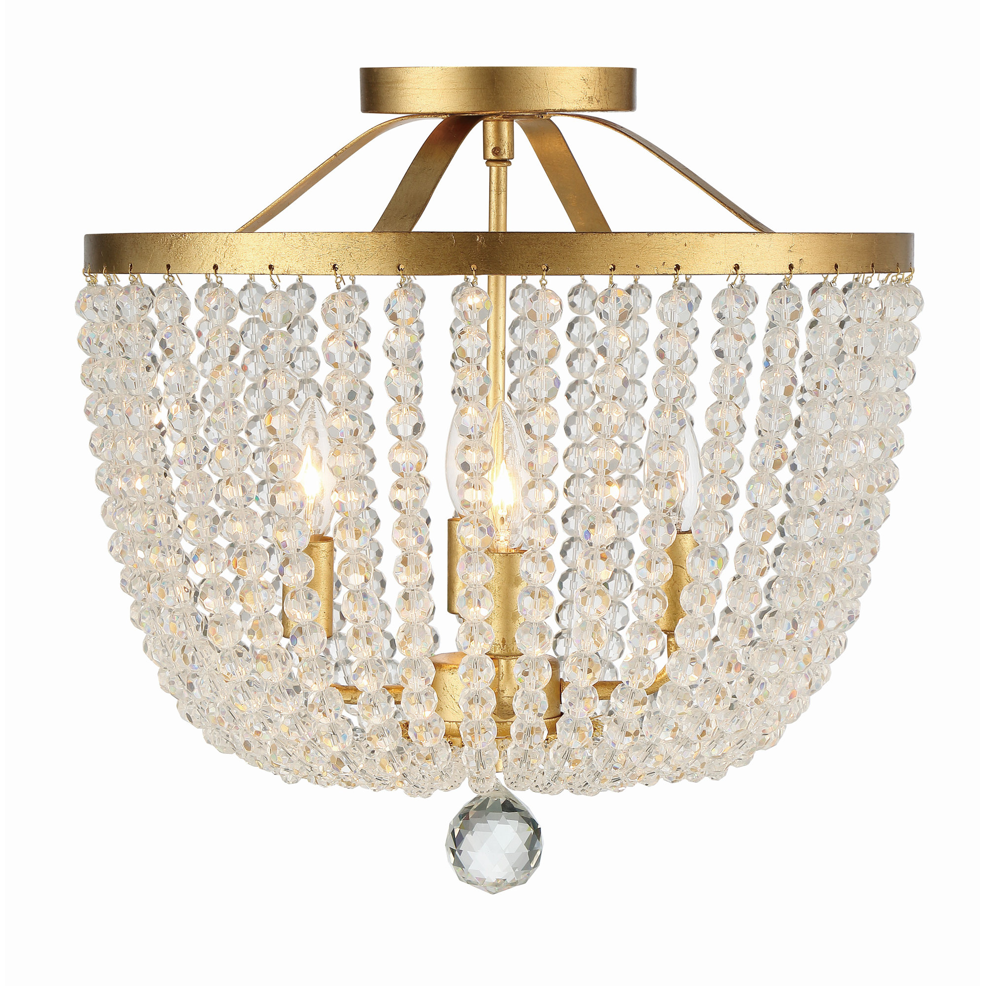 Conway 4 Light Semi Flush Mount, Antique Gold
