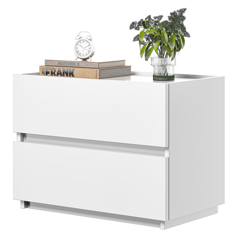 Commode 2 tiroirs empilable, 23,6 po, Blanc