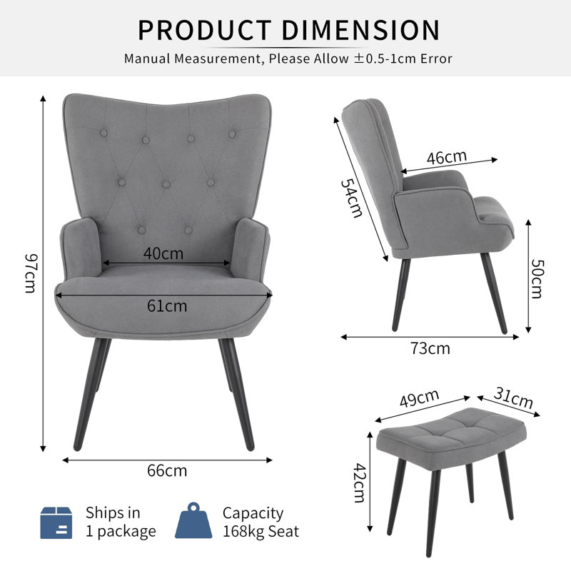 Upholstered Accent Chair, Grey