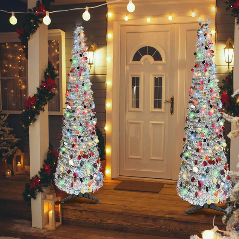 2 pièces 60inch Popup pliable sapin de Noël artificiel avec support décorations de Noël