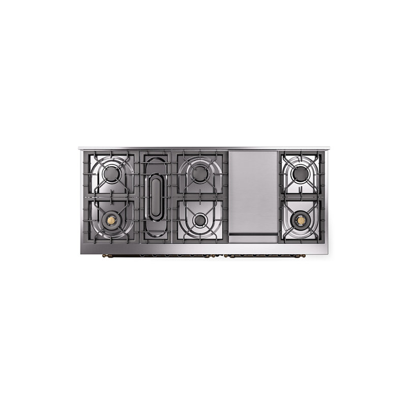 ILVE Nostalgie II 60 Dual Fuel Range, 9 Burners, Griddle, Liquid Propane, Burgundy/Chrome