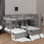 Lit superposé double au-dessus de simple et double, construit avec des sections de rangement-518452169
