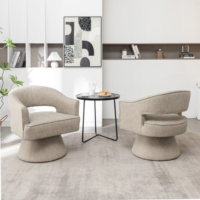 Kenzlee Upholstered Swivel Barrel Chair, Dark Apricot Polyester