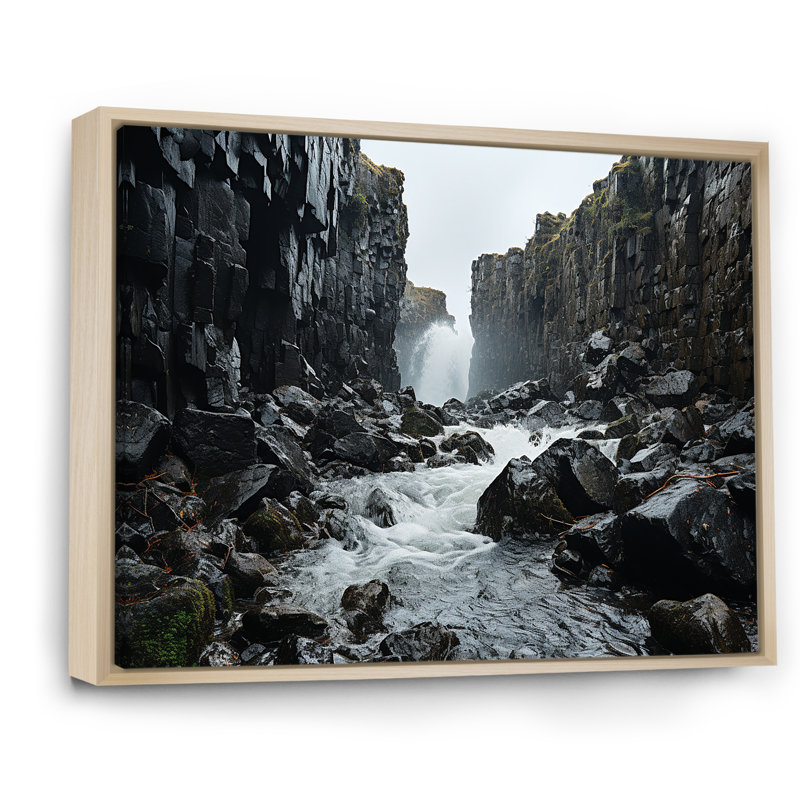 Paysage de rivière en cascade, Cadre naturel flottant, H 30 po x l 40 po x P 1,5 po
