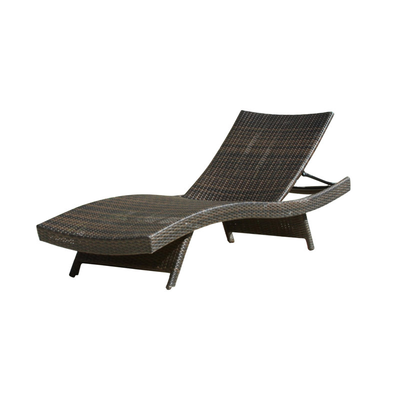 Chaise longue en rotin PE multi brun pour la détente en terrasse et au bord de la piscine