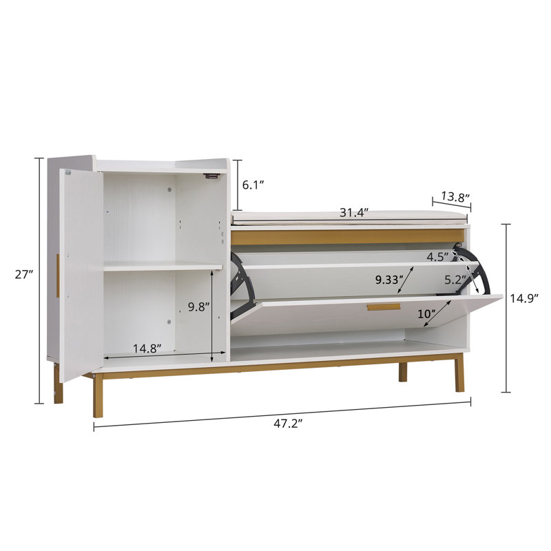 Banc de rangement pour chaussures Molaire, Blanc