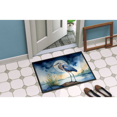Blue Heron Under the Moonlight Doormat