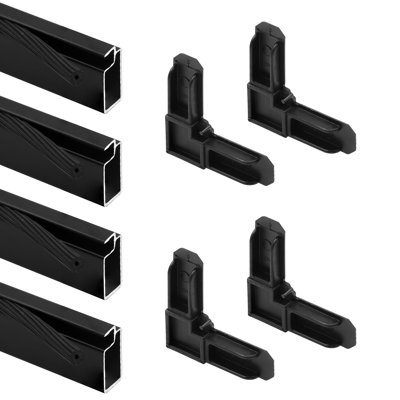 Ensemble de cadre de moustiquaire en aluminium au fini noir mat Prime-Line, comprenant une cannelure en vinyle et des coins carrés assortis en plastique (1 ensemble)