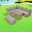 Ensemble de salle à manger de patio moderne brun, canapé en rotin avec tables extensibles réglables