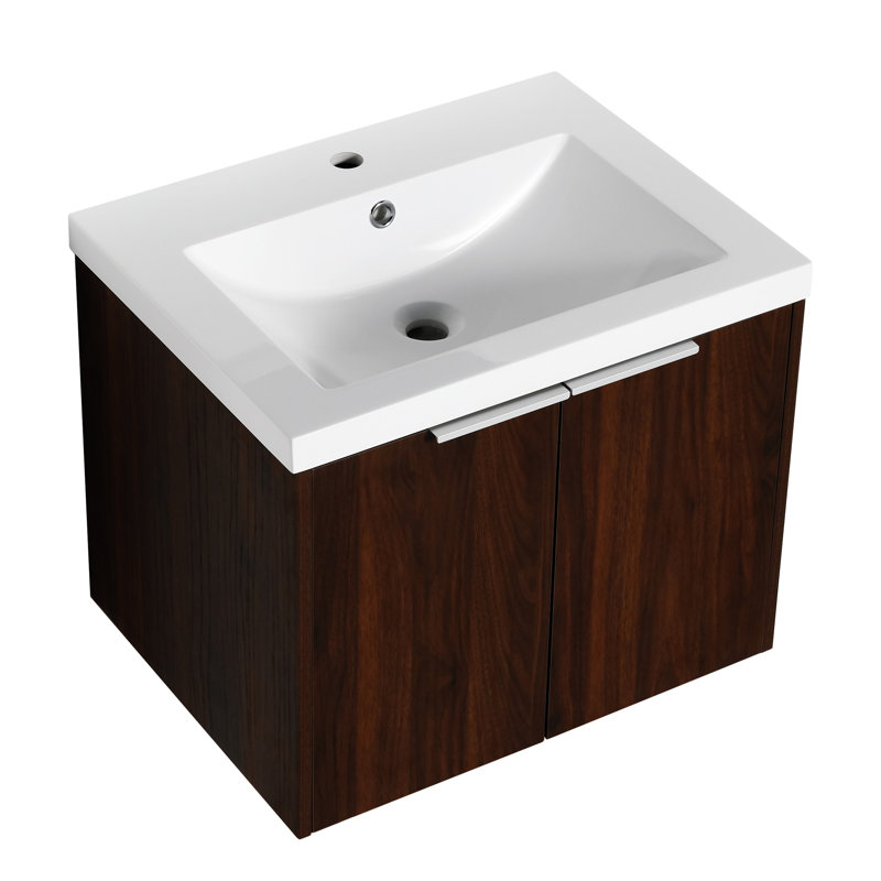 Armoire de salle de bain avec lavabo en céramique, porte, meuble-lavabo
