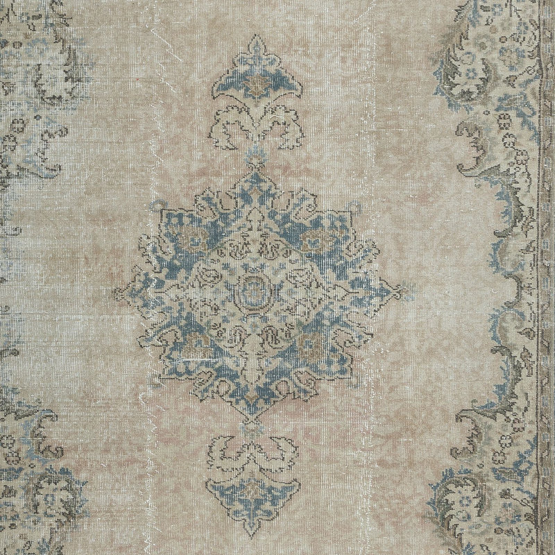 Tapis unique Oushak Anatolian, tapis rétro fait à la main