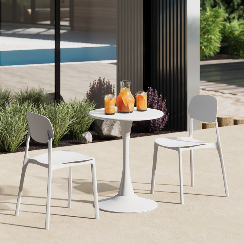 Outdoor Round Dining Set, White