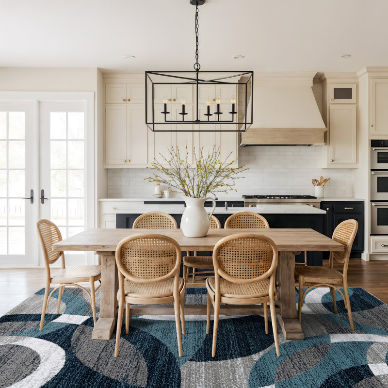 Mehul Abstract Machine Woven Area Rug in Blue/Ivory/Gray – Modern Abstract Design, Living Room, Bedroom, Dining Room, Durable Carpet