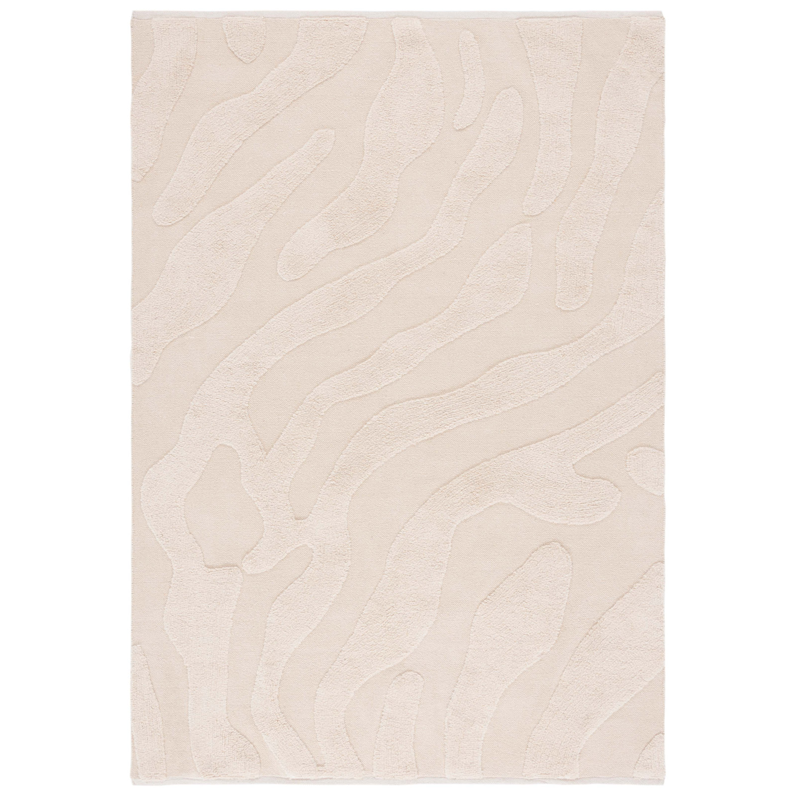 Moura Handmade Recycled Cotton Ivory Rug, Rectangle 5' x 8'