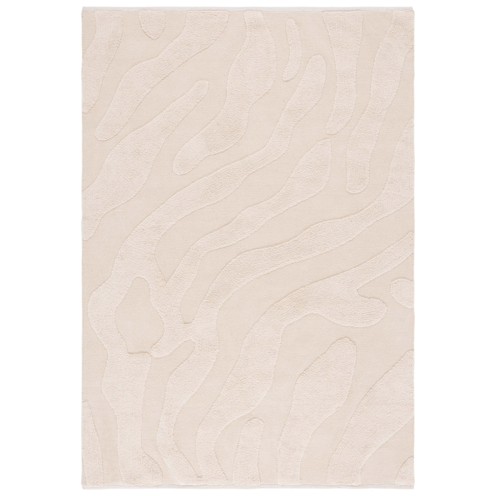 Moura Ivory Washable Hand-Woven Cotton Rug, Square 6'