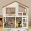 Lit superposé en bois en forme de maison avec fenêtre et tablette-753275883-753275881