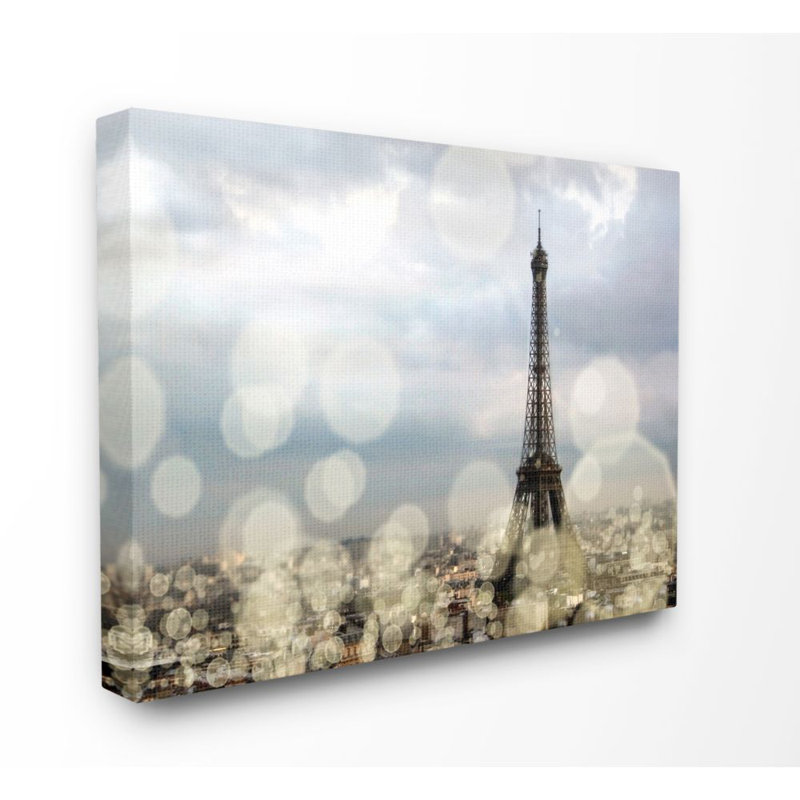 «Eiffel Tower Paris City Landscape Photo», impression sur toile, H 24 po x l 30 po x P 1,5 po, Toile tendue