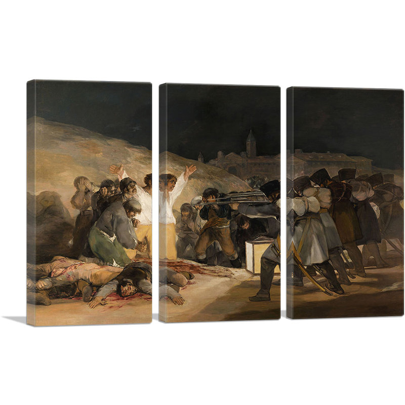 «The Third of May - Exaction of the Defenderers of Madrid 1814» par Francisco Goya, ensemble de 3 reproductions d'art sur toiles tendues