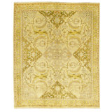 Hand Knotted Wool Area Rug in Gold And Beige