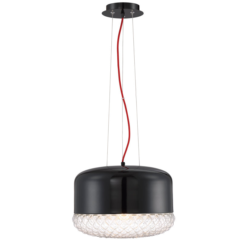 Luminaire suspendu tambour 1 lumière 1 lumière, Noir, H 9,75 po x l 14 po x P 14 po