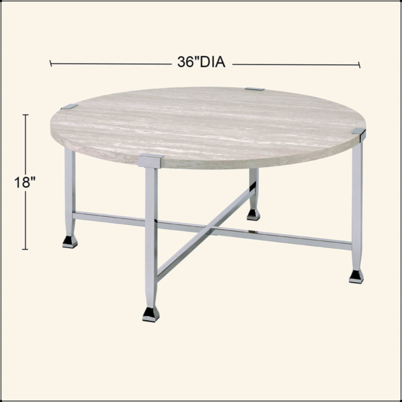 Table basse ronde avec cadre en métal