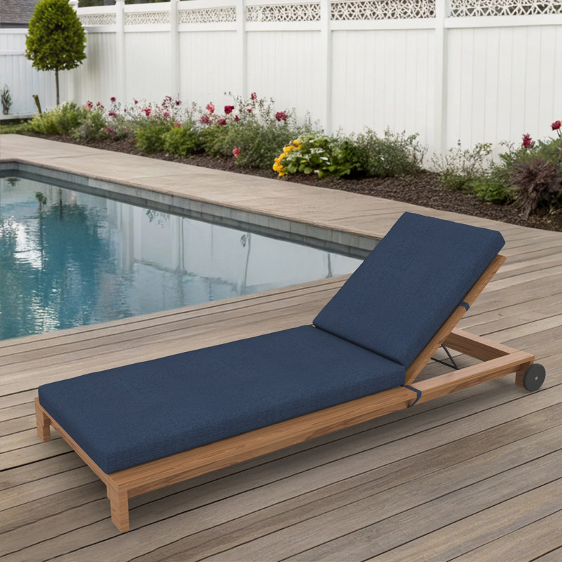 Amala Sunbrella® Outdoor Chaise Lounge Cushion, 22" x 24"/24.5" x 52.5", Spectrum Indigo Sunbrella®