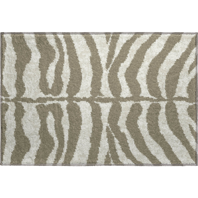 Premium Machine Washable Kishonna AMF42 Taupe Rug, Rectangle 1'8" x 2'6"